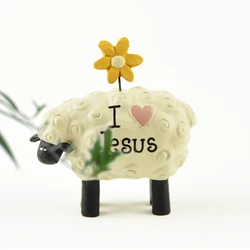 I love Jesus The LORD is my shepherd Cute Little Sheep on Table Resin Decoration Living Room Home Decoration Birthday Gift