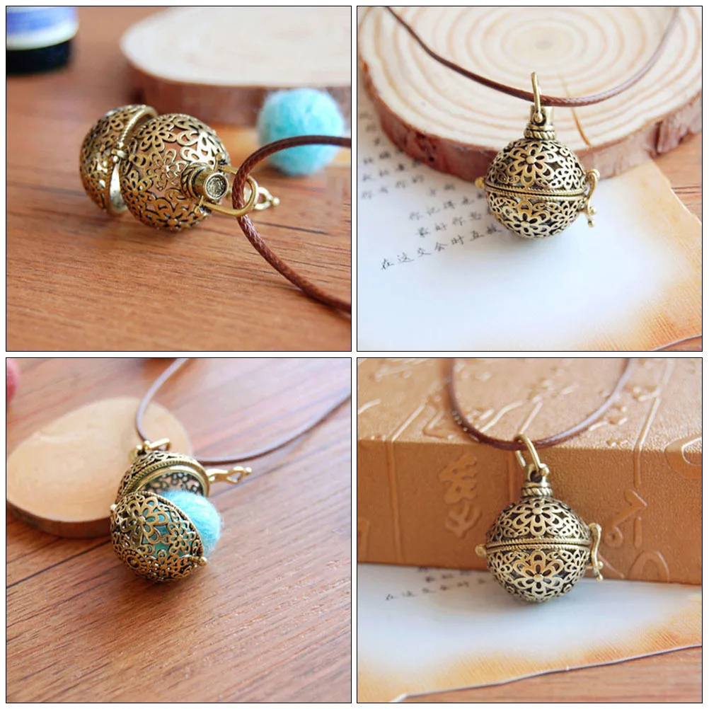 4Pcs Aroma Diffusing Neck Pendant Retro Style Openable Locket for Sweater Winter Warmth Gift Hanging Aromatherapy Necklace