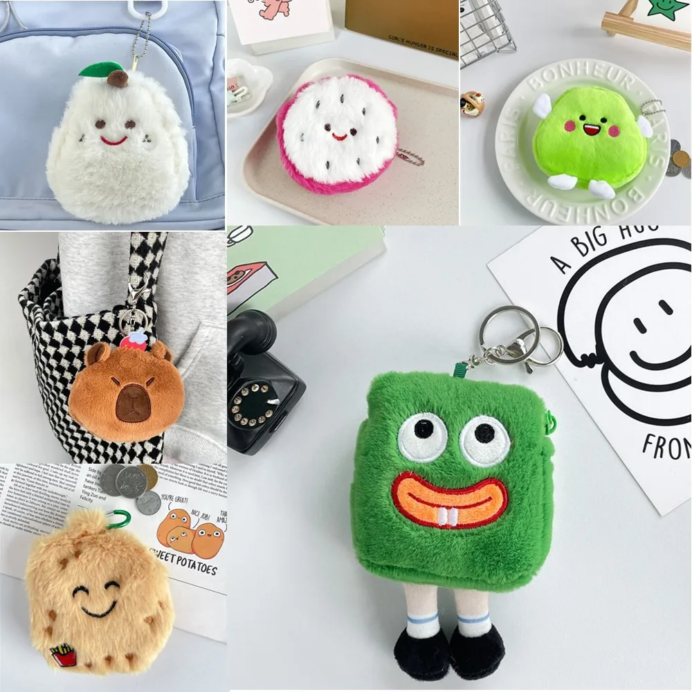 

Fruit Cartoon Coin Purse Portable Potato Korean Style Plush Key Chain Stitch Capybara Small Items Bag Travel