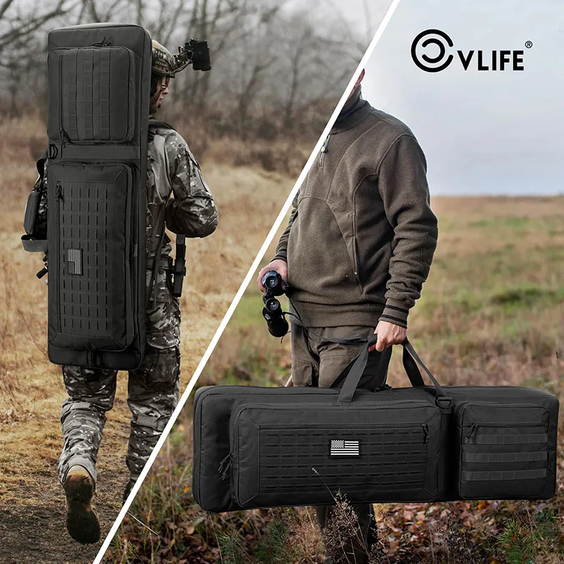 

40 Inches PVC Soft Rifle Case Double Long Gun Bag for Gun Storage Outdoor Tactical Hunting Shooting Sniper Game Gun Backpack