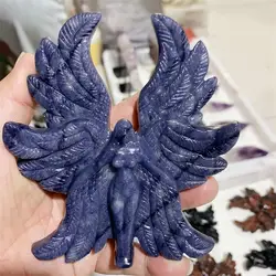 Natural Blue Aventurine Seraph Angel Carving Stand Energy Gemstone Healing Stone Home Decoration Gift 1PCS