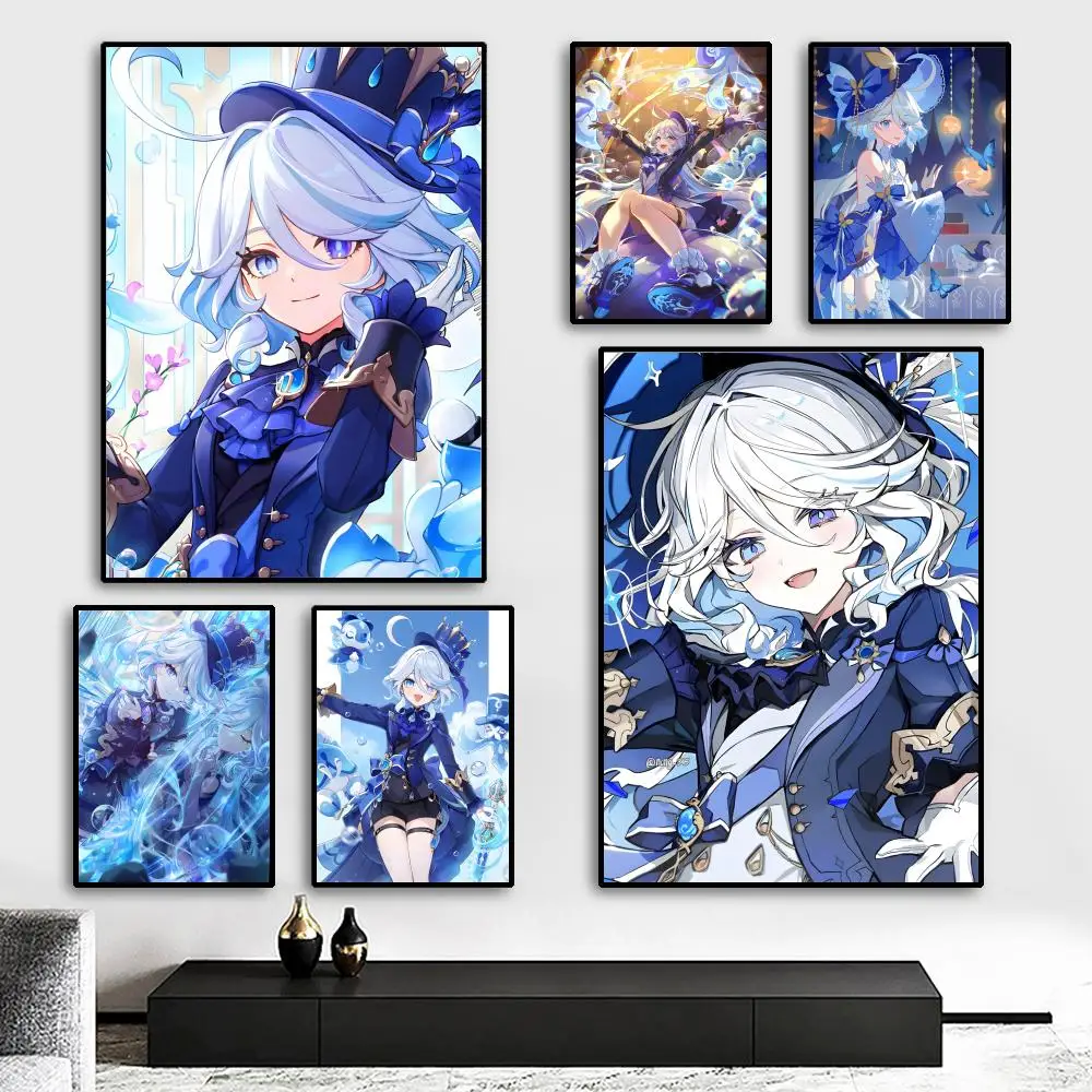 Furina Genshin Impact Poster HD art sticky wall waterproof home living room bedroom bar aesthetic decoration