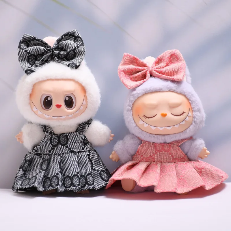 Labubu ตุ๊กตาเสื้อผ้าเด็ก Overalls คุณภาพสูงชุด Monster ชุดอุปกรณ์เสริมพิมพ์กระโปรงเสื้อผ้าของขวัญเด็ก