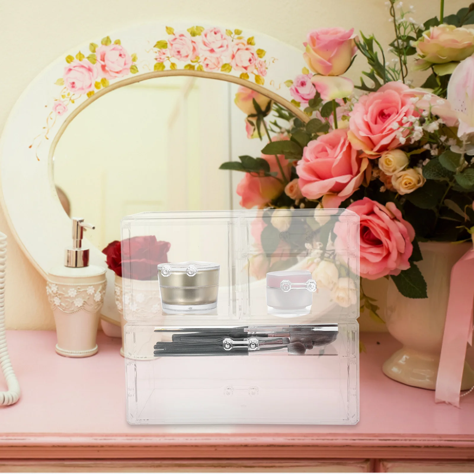 

Transparent Drawer-Type Jewelry Box Desktop Makeup Storage Organizer Multi-Layer Storage Container Household