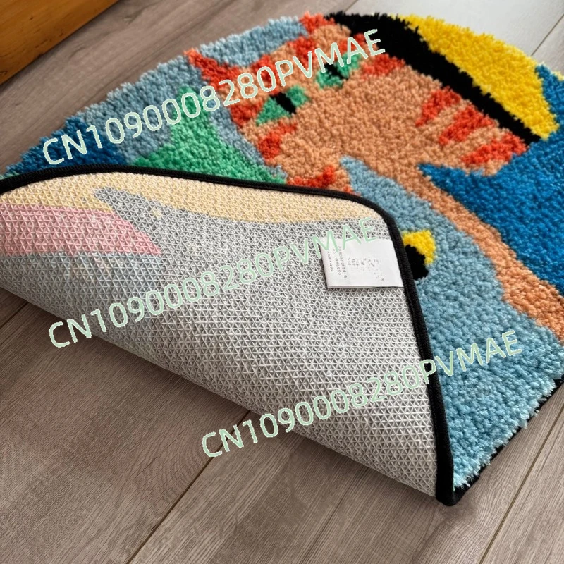 

Dopamine colored cat plush floor mat thickened cartoon foot pad strong water absorption, non-slip and dust removal