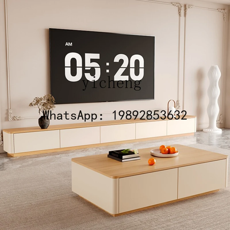 AA  log floor-to-ceiling TV cabinet cream  coffee table combination modern simple new model