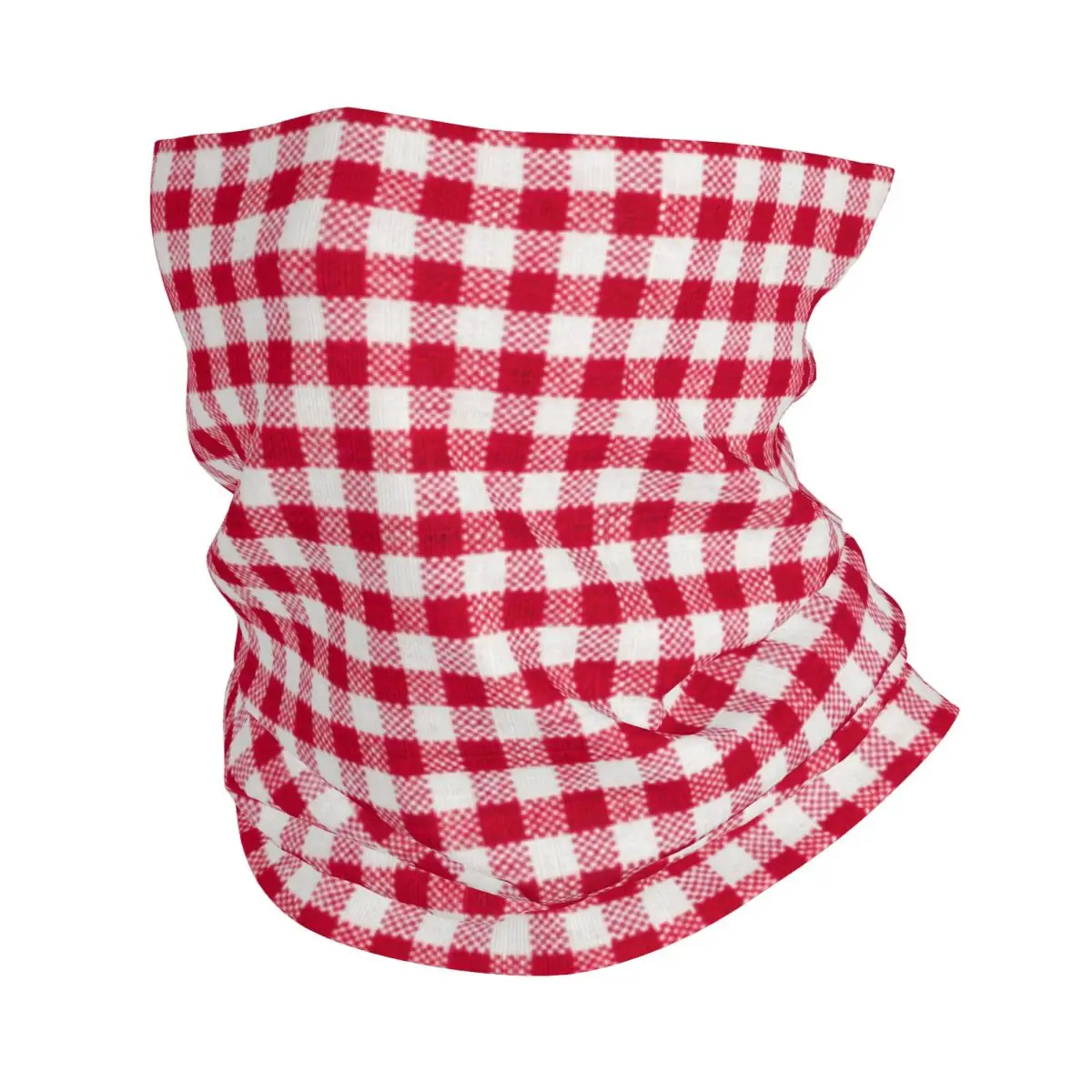 Red Plaid Checkered Style Bandana Neck Gaiter UV Protection Face Scarf Cover Men Women Headwear Tube Balaclava