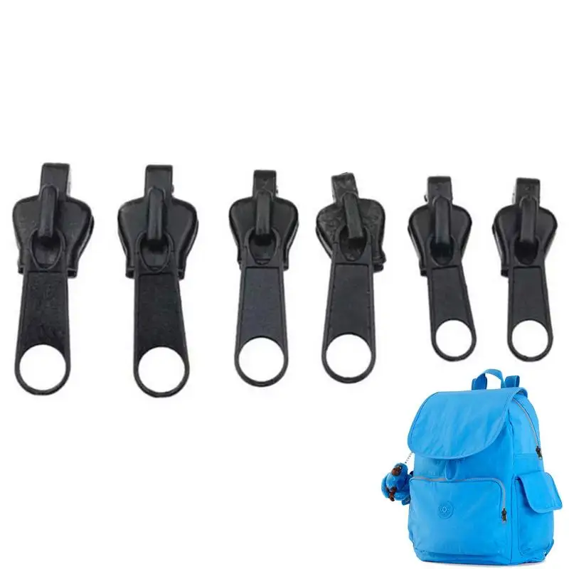 Black Zipper Pull 6pcs Zipper Puller Set Portable Zip Fixer Flexible Fix Zipper Puller Replacement Detachable Jacket Zippers