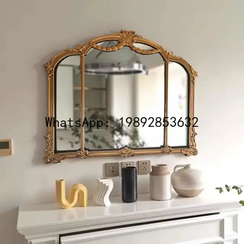 b2Bathroom Mirror French Dressing Wall Hanging Makeup European Style Vintage Engraving Wash Mirror