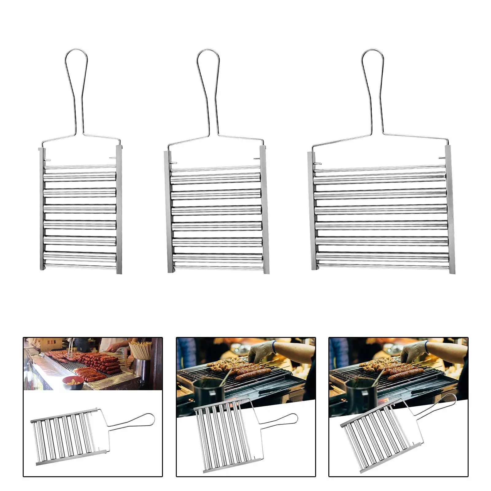 Hot Dog Roller for Girll BBQ Hot Dog Griller Stainless Steel Sausage Roller Rack for Sausages Egg Rolls Bonfires Activities