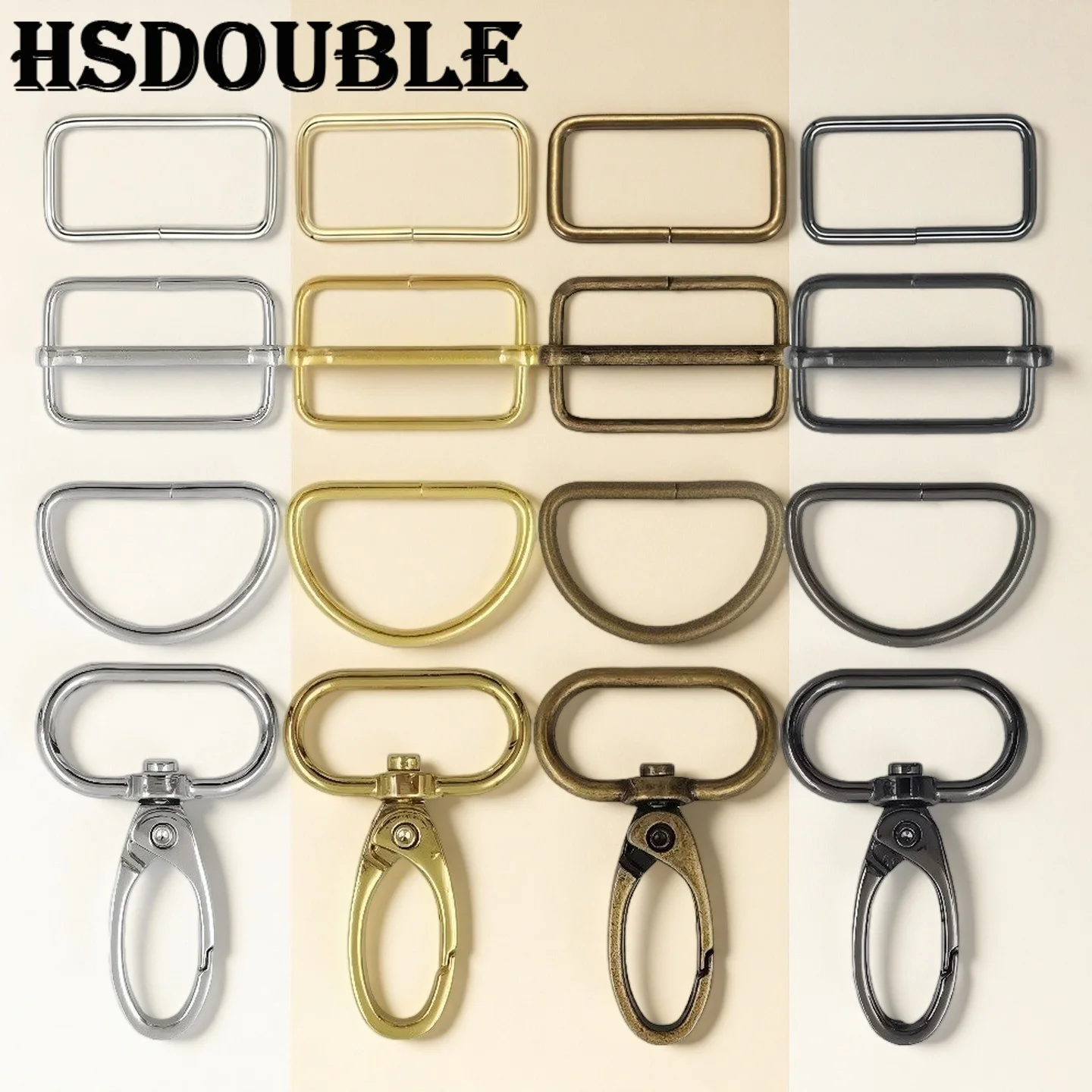 Image of 20 Teile/satz Metall Gürtel Schnalle Hardware Sortiment D-Ring Rechteck Ring Schiebe Einstellung Schnalle Rotierenden Haken für DIY Nähen