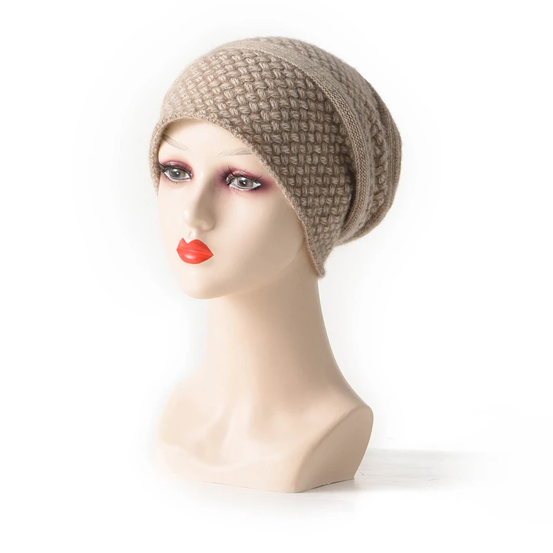 السيدات 100% الكشمير الخالص حصيرة المنسوجة سميكة الدانتيل محبوك قبعة لخريف وشتاء الدفء ، باوتو كومة قبعة حماية الأذن للرجال