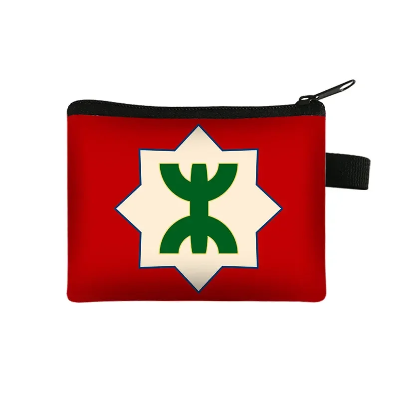 Amazigh Berber Flag Print Coin Purse African /Moroccan Berber Card Earphones Key Holder Berbers Wallet Coin Bag Zipper Pouch