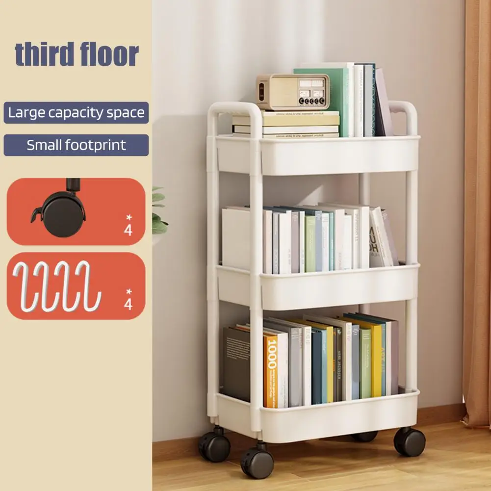 

Kitchen Storage Rack Heavy-duty 4-tier Rolling Cart with Wheels for Storage Organization Sturdy Construction Capacity Strong