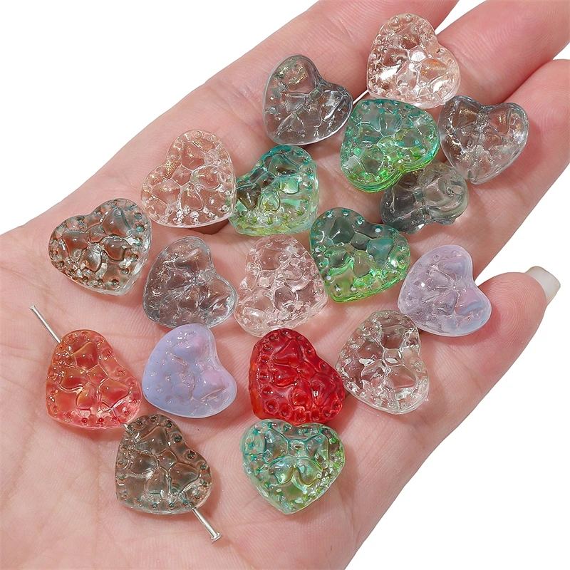 

New Design Heart-shaped bow Glass Beads Handmade Material 16x14mm Gradient Loose Pendant Jewelry Accessories For Earring DIY