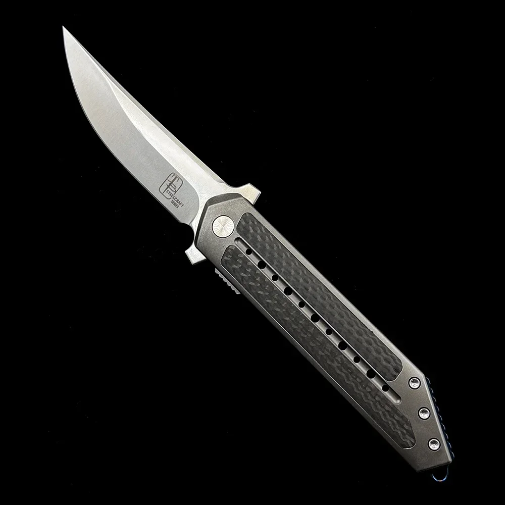 OK-Todd Begg Steelcraft Kwaiken Titanium Carbon Fiber Mark S35vn Bearings Folding Knife Outdoor Camping Hunting Pocket  knife