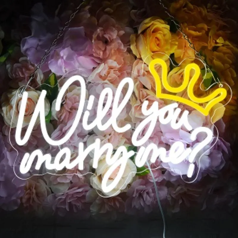 Will You Marry Me Neon Signfor Wall Decor LED Neon Light Sign Powered ByWedding Bar Party Valentines Day Happy Birthday Gift