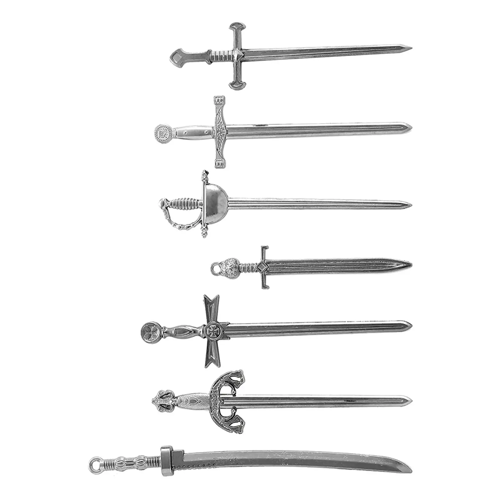 7 Pieces Long Sword Knife Charms Collection Jewelry Making Sword Charms for Bookmark Bracelet Earring Necklace Birthday Gift