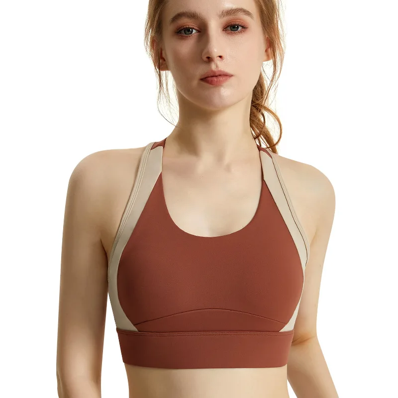 

Fitness Sports Bra, One Cup Shock-proof Gathered High-strength I-shaped Beautiful Back Wear Top Tanks