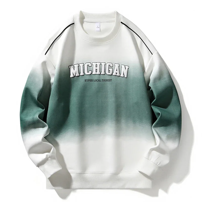 2025 Tie Dye Letter Printed Pullover Sweatshirt Men Goth Sweatshirts Streetwear Oversized Gradient Hoodies Hip Hop Y2K Clothes