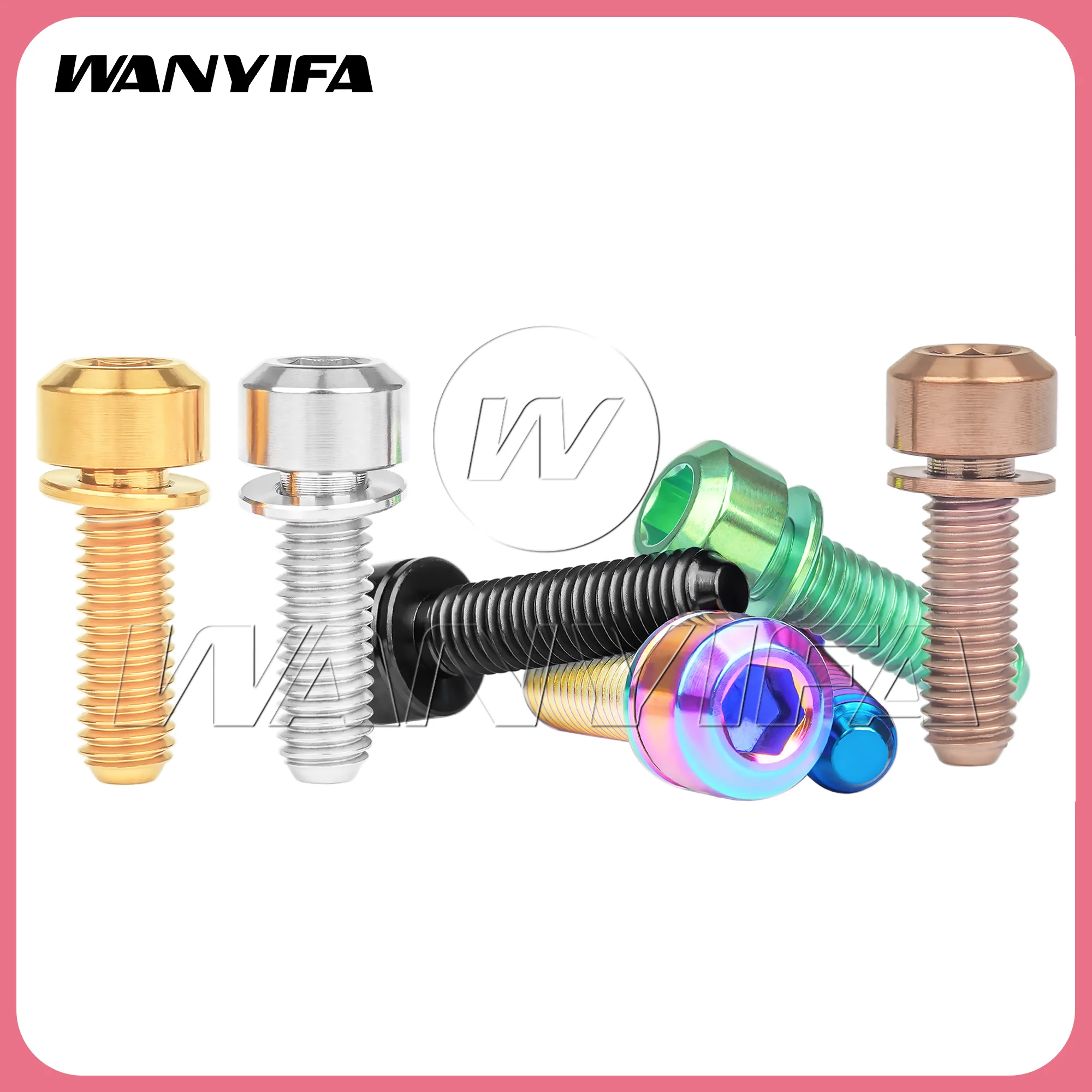 Wanyifa  Titanium Bolt M5/M6X16/18/20/25/35mm Chamfered Hex Head with Non-sheding Washer Screw
