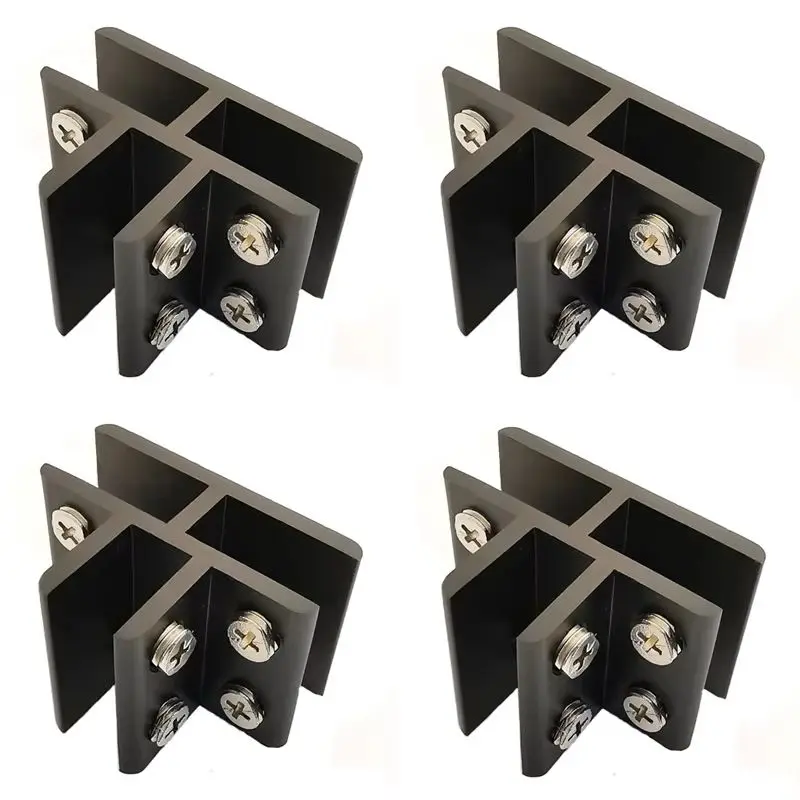 8PCS Aluminium Alloy Glass Clamps T Shape Glass Shelf Support Brackets Wood Board/Partition/Ceramic Tile Fixed Clips No Drilling
