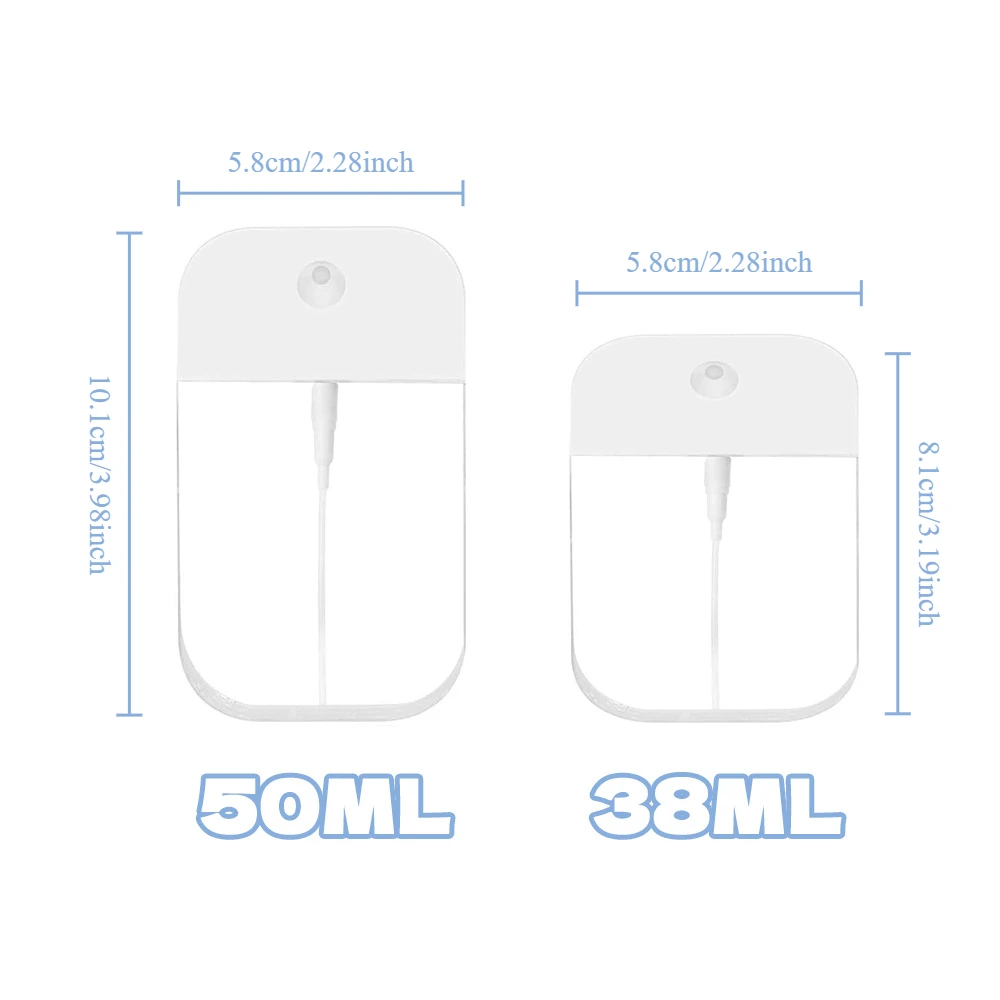 7 個のカードスタイルスプレーボトルキット - 漏れ防止詰め替え香水アトマイザー、ハンドサニタイザー、化粧品、トラベルサイズ 50ml/38ml