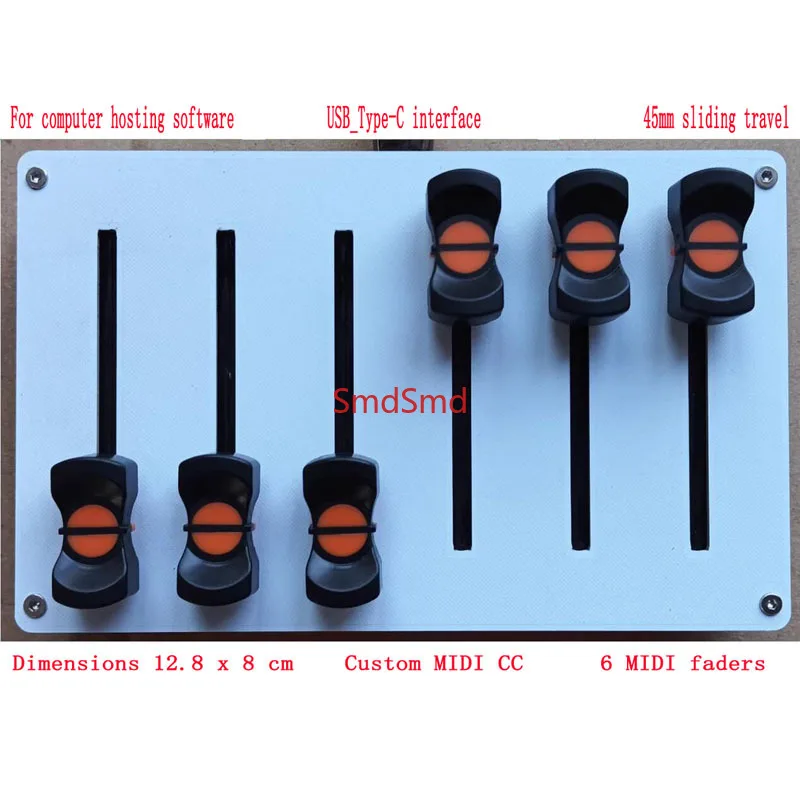 USB Custom CC Mapping for DAW Software - 6-Channel 45mm MIDI Fader Controller