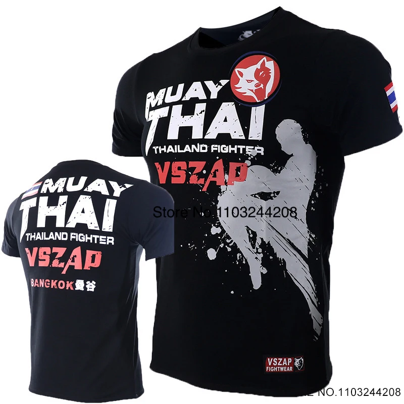 

Vszap Muay Thai Shirt MMA T Shirt Men BJJ Rashguard Breathable Sports Boxing Training Clothing Cotton Fight Kickboxing Jerseys