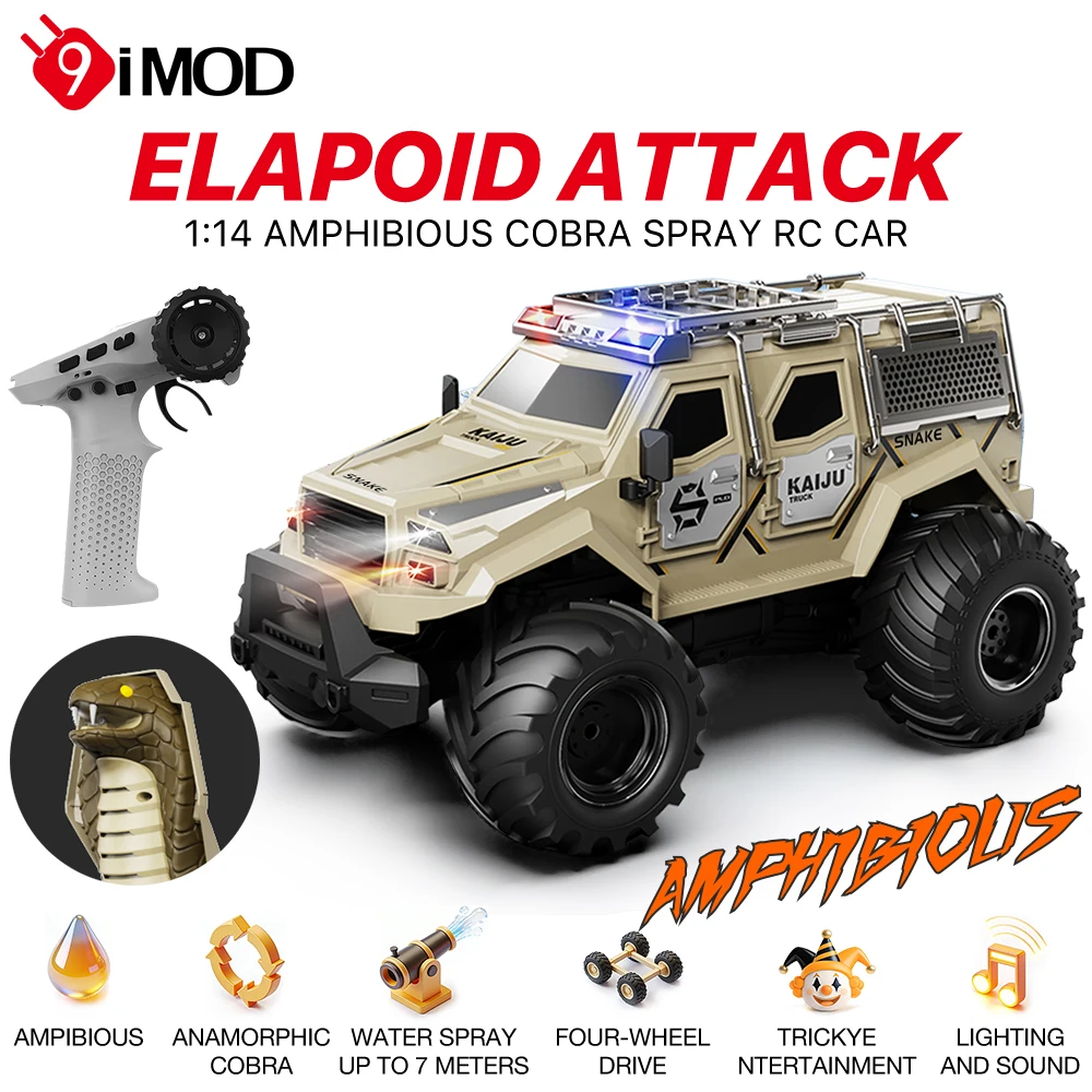 9IMOD RC Amphibious Snake Car 1/14 Water Spray Transforming Stunt Vehicle 2.4G