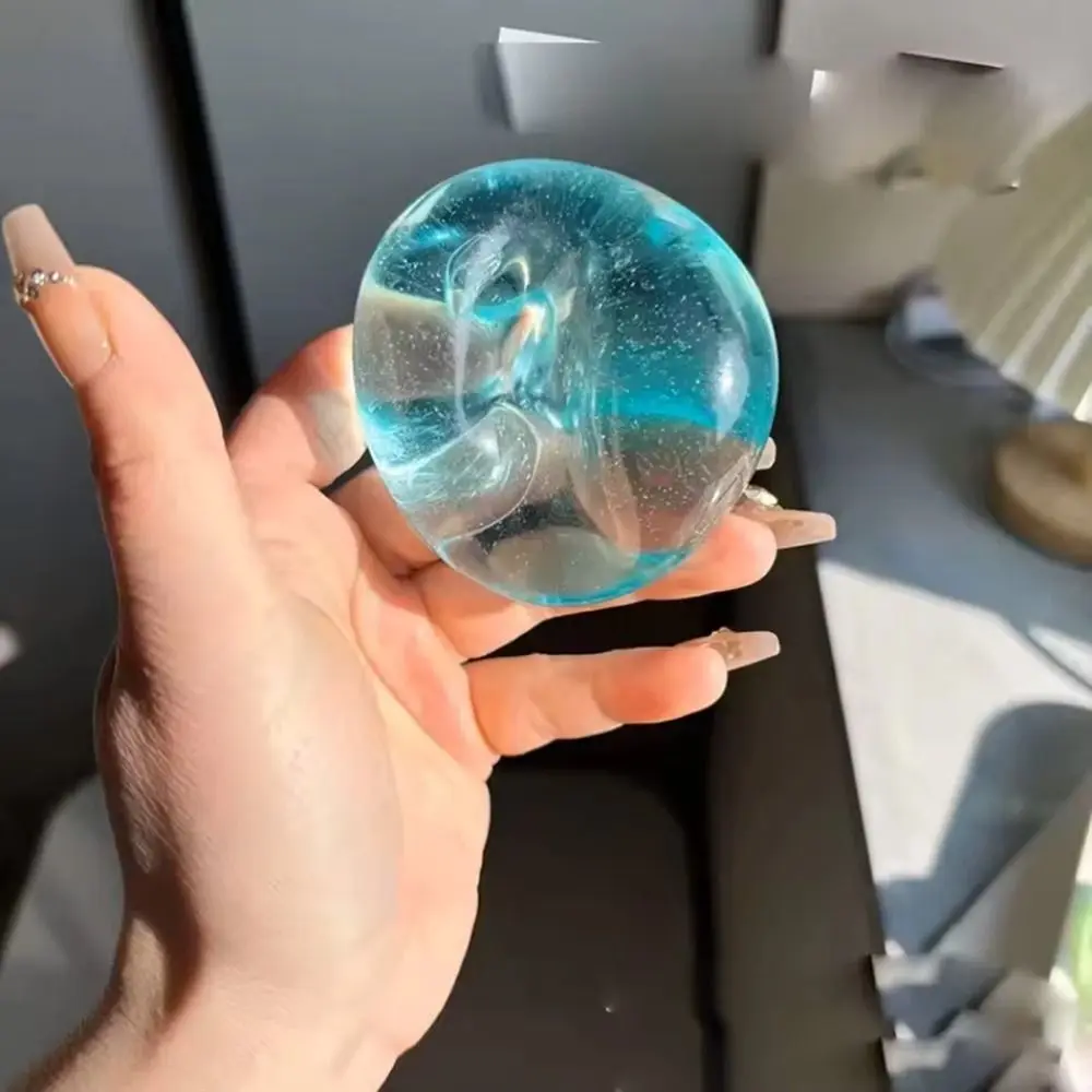 Blue Fidget Squishy Transparent Slow Rising Maltose Squishy Ball 6cm Clear Jelly Ball Quick-rebound Squeeze Home Decoration