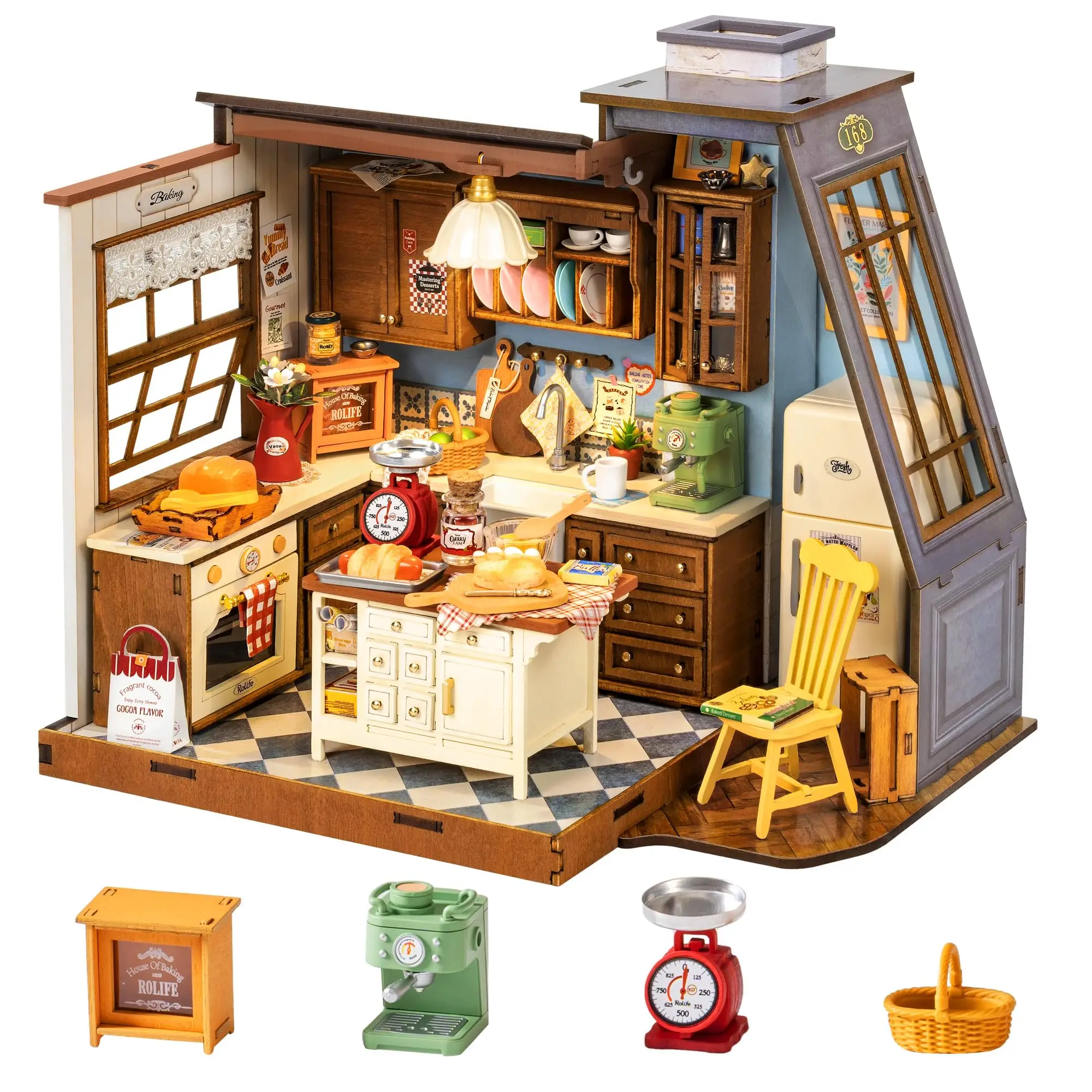 Rolife DIY Miniatuur Huiskit Model Kit Poppenhuis Bakken Keuken 3D Puzzel Mini Huisbouwpakket Craft Kit Voor Tieners Volwassenen