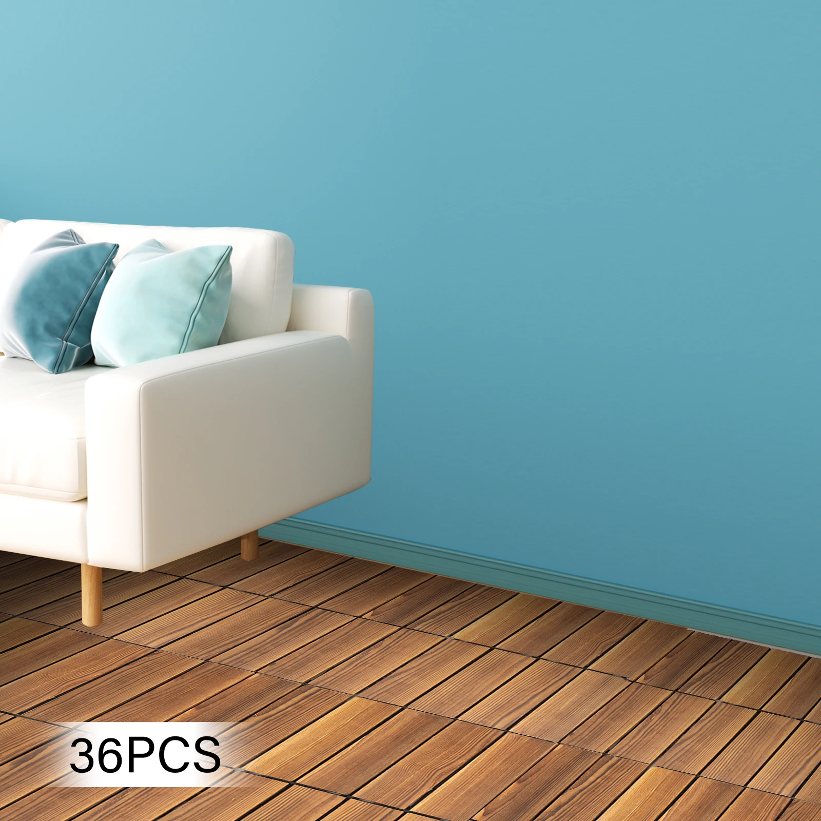 36 Pack Hardwood Interlocking Patio Deck Tiles, Wood Interlocking Flooring Tiles,12" × 12" Interlocking Patio Tiles