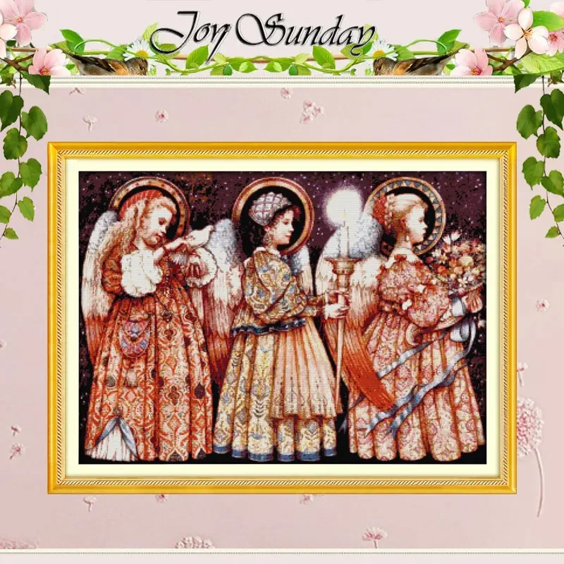 Christmas Eve Angels Patterns Counted Cross Stitch Set DIY 11CT 14CT 16CT Stamped DMC Cross-stitch Kit Embroidery Needlework