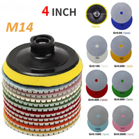 8pcs 4 inch 100mm Diamond Polishing Pads Kit Wet/Dry for Granite Stone Concrete Marble Polishing Use Grinding Discs Set M14