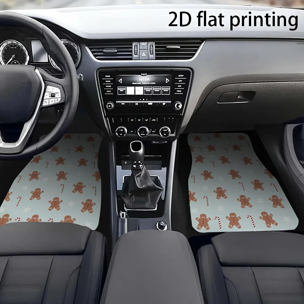 4pcs Car Floor Mats, Gingerbread For Man Candy Snowflake Christmas Patterns, Material, Universal Fit For All Seasons, Wear-Resis