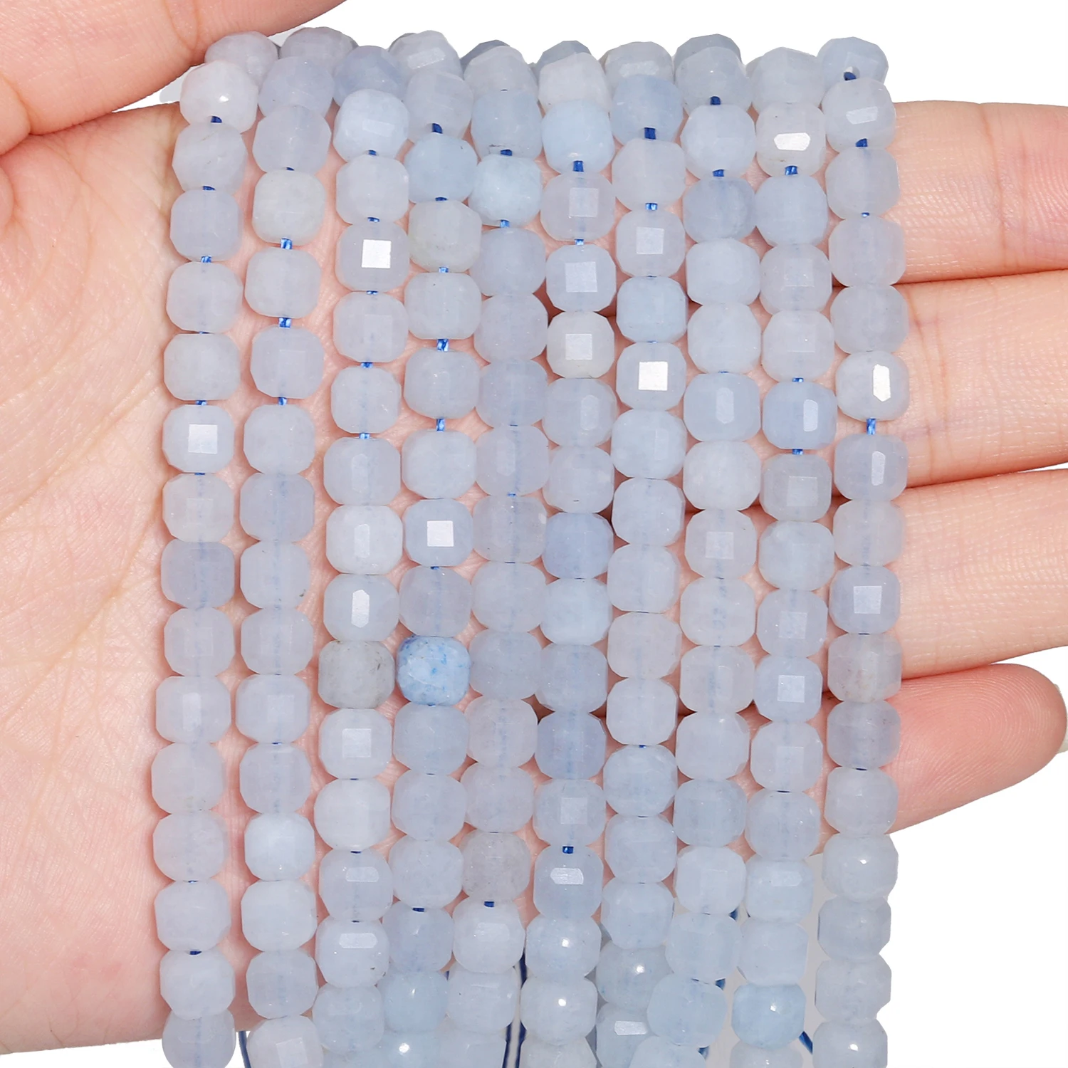 5/7mm AAA Faceted Cube Natural Stone Blue Aquamarine Beads Square Spacer Beads For Jewelry Making DIY Bracelets Accessories