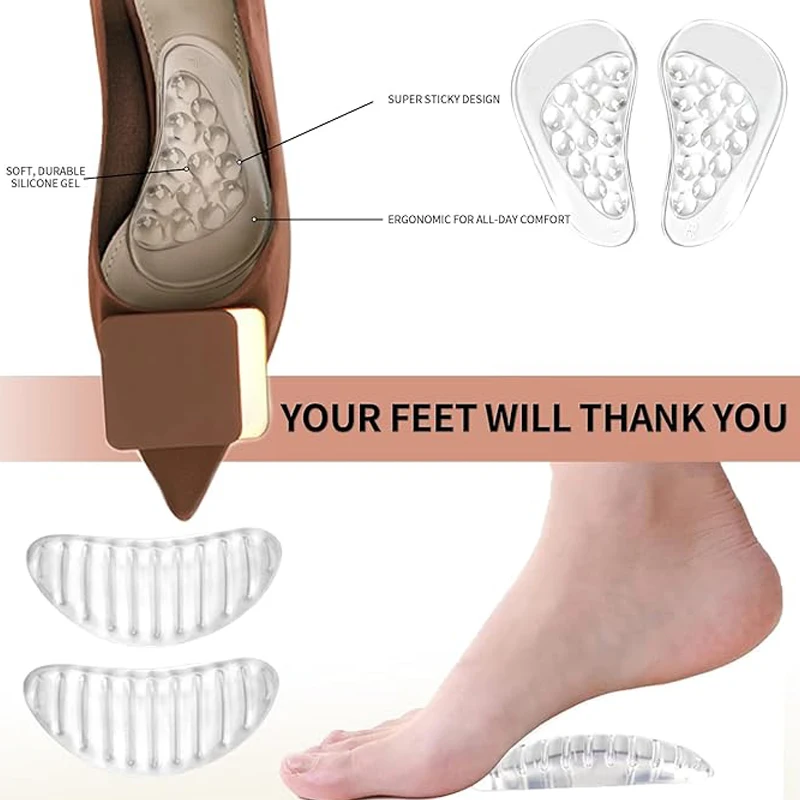 4 Pair of Transparent Arch Support Particle  Insoles with Flat feet ,high arches relieve stress  insole