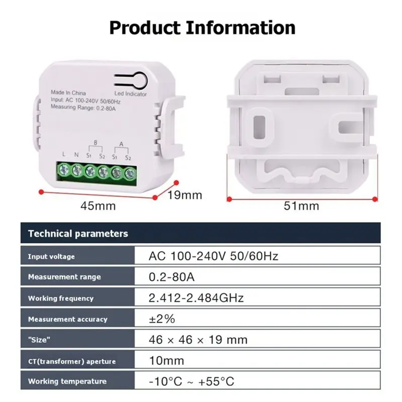 【VALUE MONEY】Tuya Smart Life Wifi Digital Energy Meter 80A 2 Pack With CT Clamp Sensor App Real-Time Monitoring Power Usage Cons