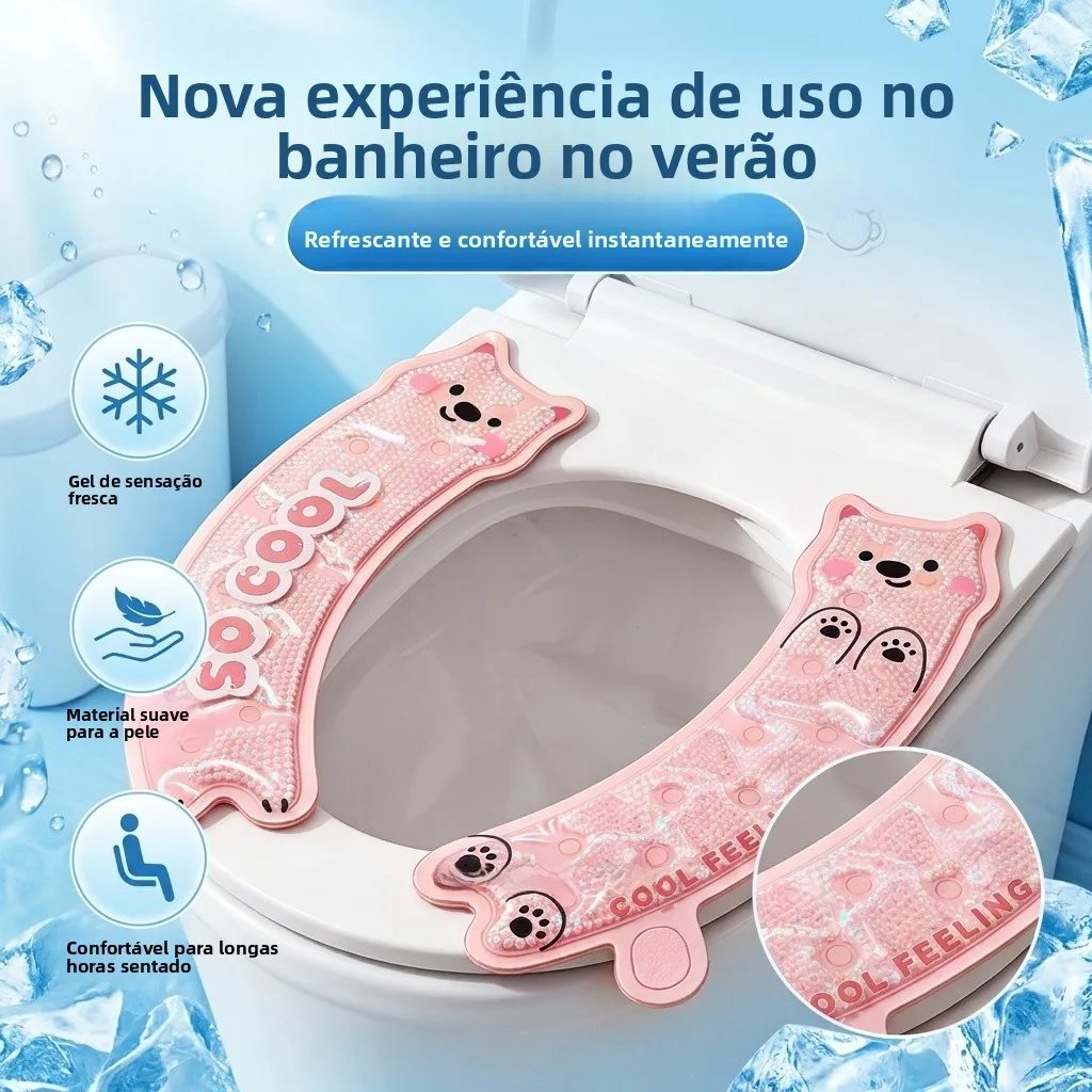 夏の涼感トイレシートパッド-2026年新作-防水粘着トイレマット-2ピースポータブルシートクッション-浴室アクセサリー