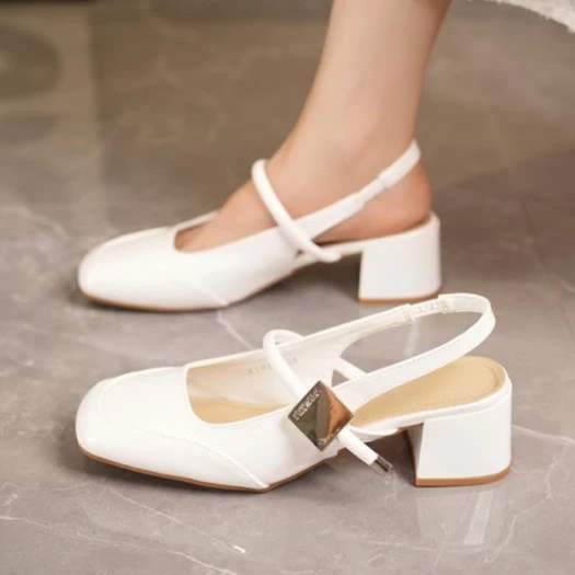 Block Heels Closed Toe Sandals Mary Jane Summer Woman Pumps Female Shoe Chunky Open Square Girls Retro Leather High Scandals