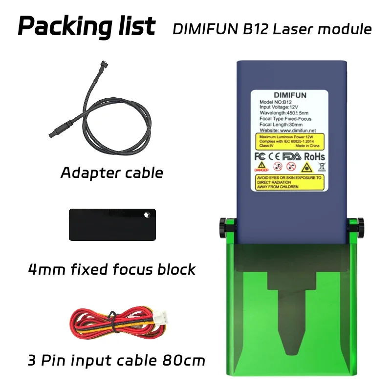 青色光レーザーモジュール,光パワーレーザーヘッド,彫刻機,木材の切断,DIYツール,ttl,6w,12w,450nm, 2025に適しています