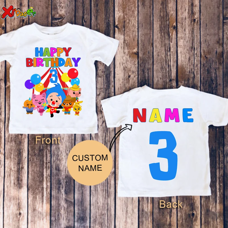 Plim Birthday Shirt Girl Shirts Party Shirt for Kids Personalized Name Shirt Toddler Baby Gift 3 1st Clothes Boy Tee Girl Shirt