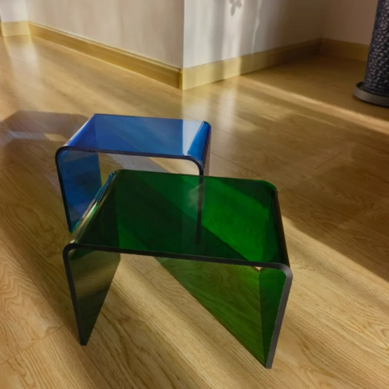 

Модная минималистичная маленькая скамейка-пуфик из прозрачного акрила для переобувания, многофункциональная полка для дома у входной двери