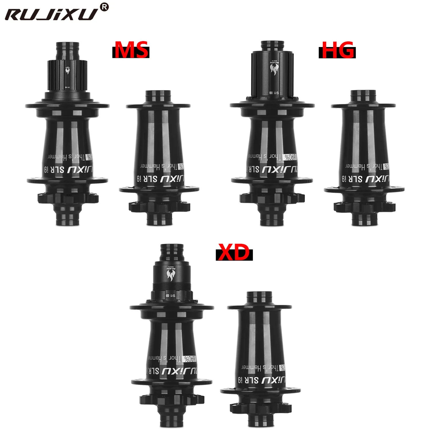 Black 690 rings RUJIXU SLR i9 Bicycle Hub Sealed Bearing 6-bolt Disc Brake J-Bend 32 Holes BOOST MTB Hub HG XD MS148*12 110*15