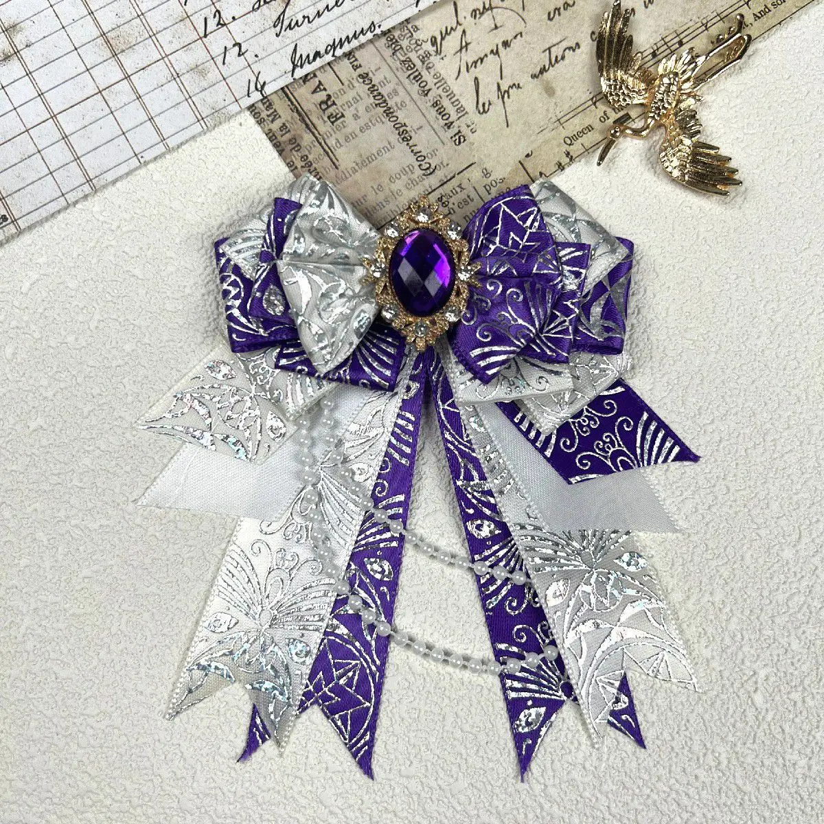 Original Luxury Lolita Bow pendant Kra Stick ita bag accessories Angel Wings Bow Concert Hand Lightrystal Shirt Collar PinGifts