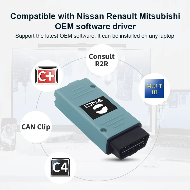 VNCI RNM 3-and-1 for nissan/Renault/Mitsubishi scanner Calculate 28/32bit immobilizer for Sylphy B18/B17, programming ECU/TCM