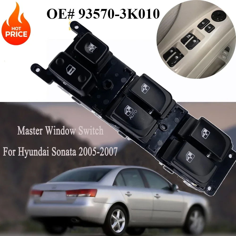 

Front Left Driver Master Electric Window Door Lock Switch Glass Lifter Button for Hyundai Sonata 2.4L 2005 2006 2007 93570-3K010