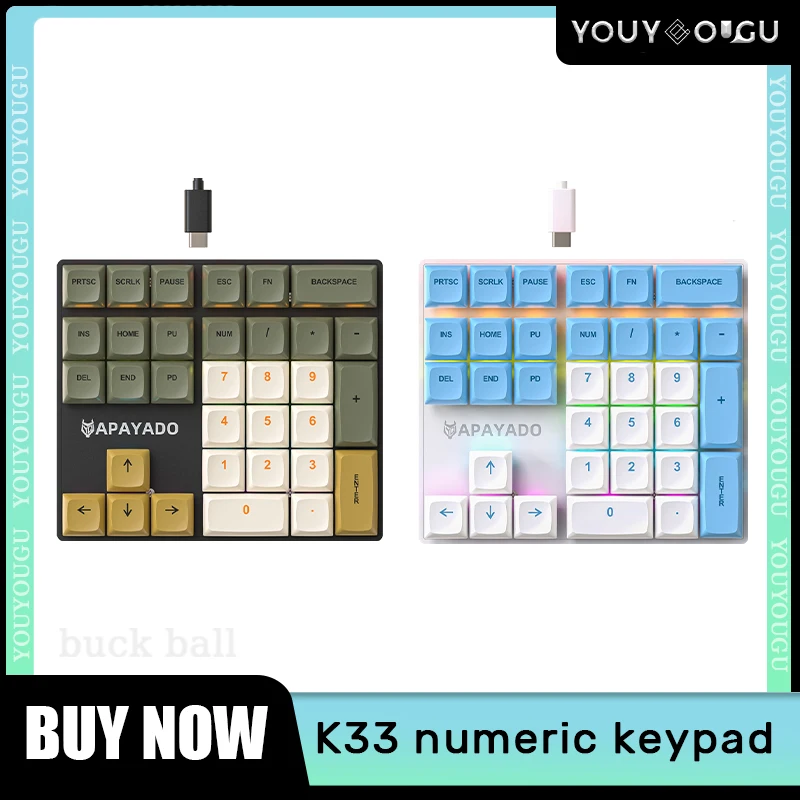 

33keys Wired Mechanical Numeric Keypad With RGB light Finance Keypad Laptop Keyboard Blue Switch Red Switch Calculator Keypads