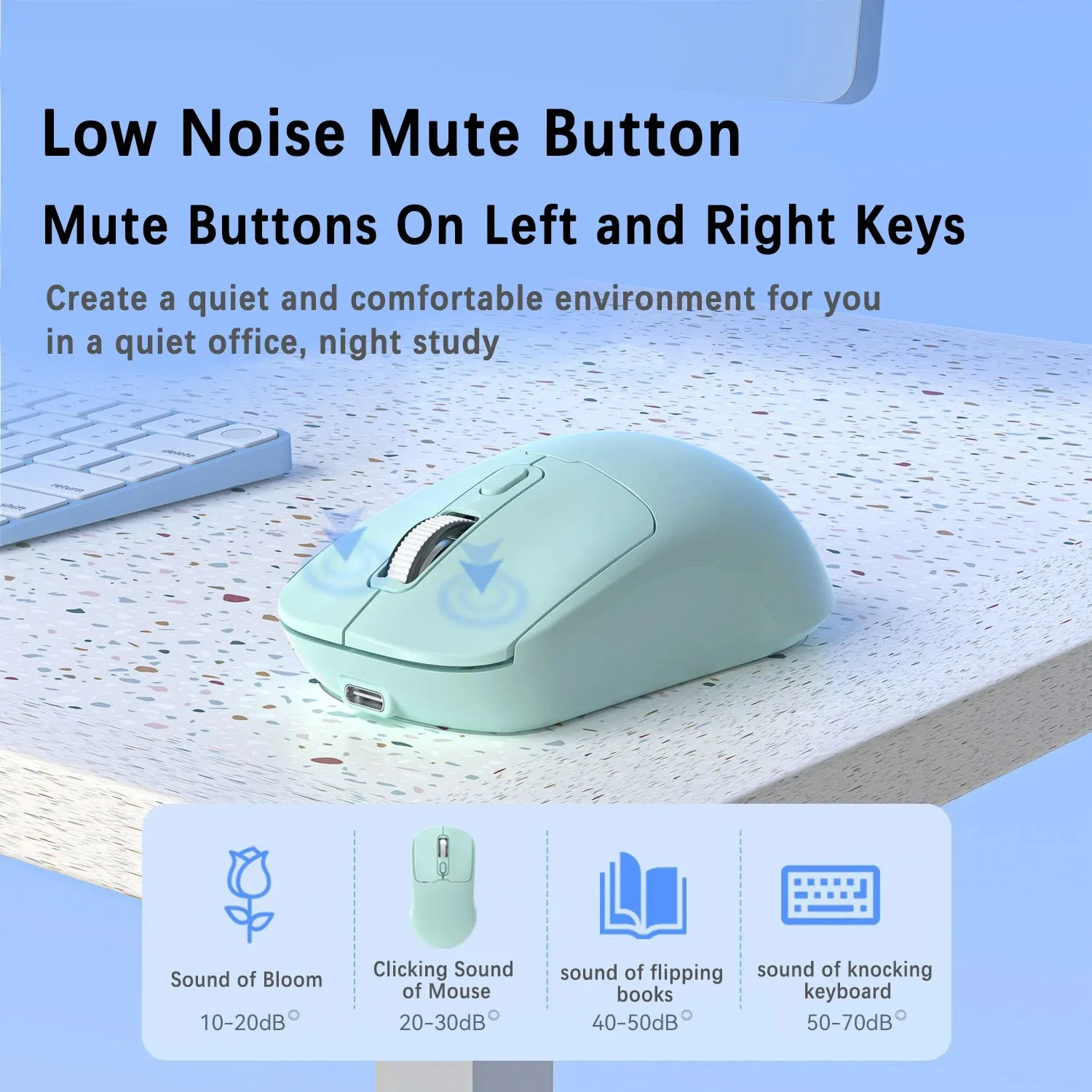 Bluetooth 5.4 Mouse 2.4G Wireless Mouse Dual-Mode Silent Mouse Rechargeable Gaming Mouse 1600DPI For Laptop Computer Win Mac OS